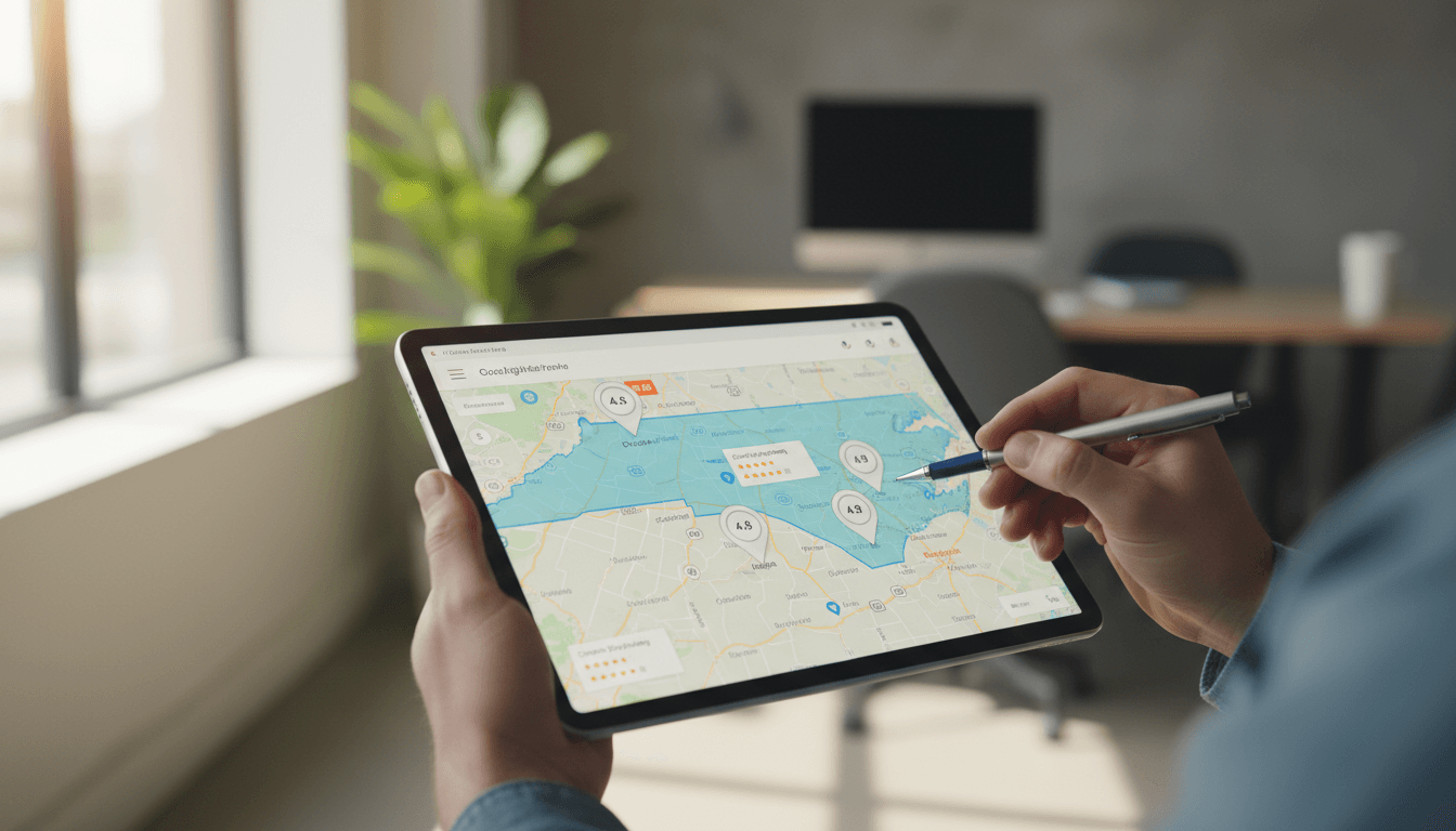 Local SEO and Google Business Profile optimization on tablet